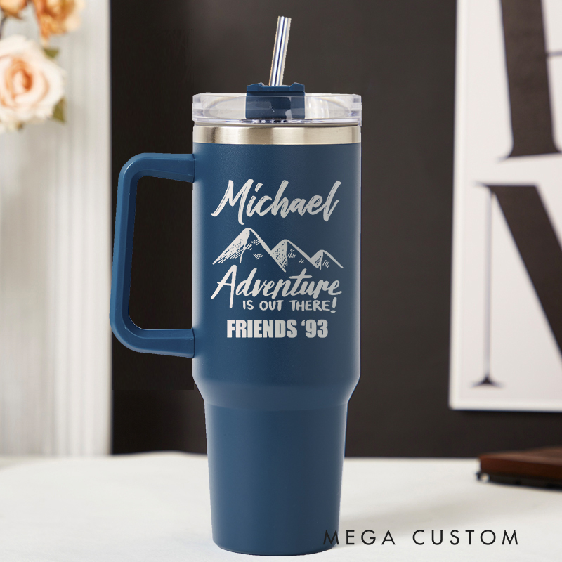Personalized Adventure is Out There Tumbler Traveling Lover Tumbler Laser Engraved Tumbler Engraved Tumbler with Name and Location Gift for Vacation