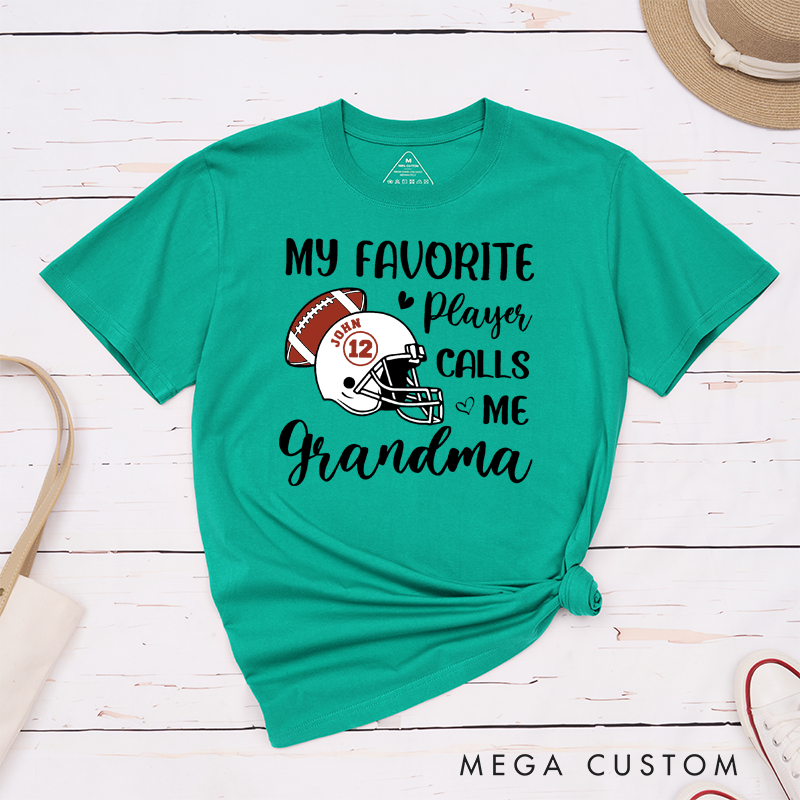 Personalized American Football and Rugby Grandma T-Shirts with Custom Name and Number