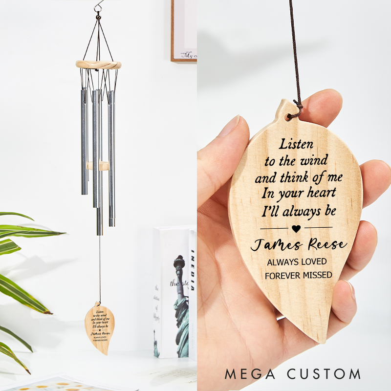 Personalized Memorial Wind Chime in Memory Sympathy Gift Custom Loss Tribute Keepsake for Loved Ones Thoughtful Bereavement Gift