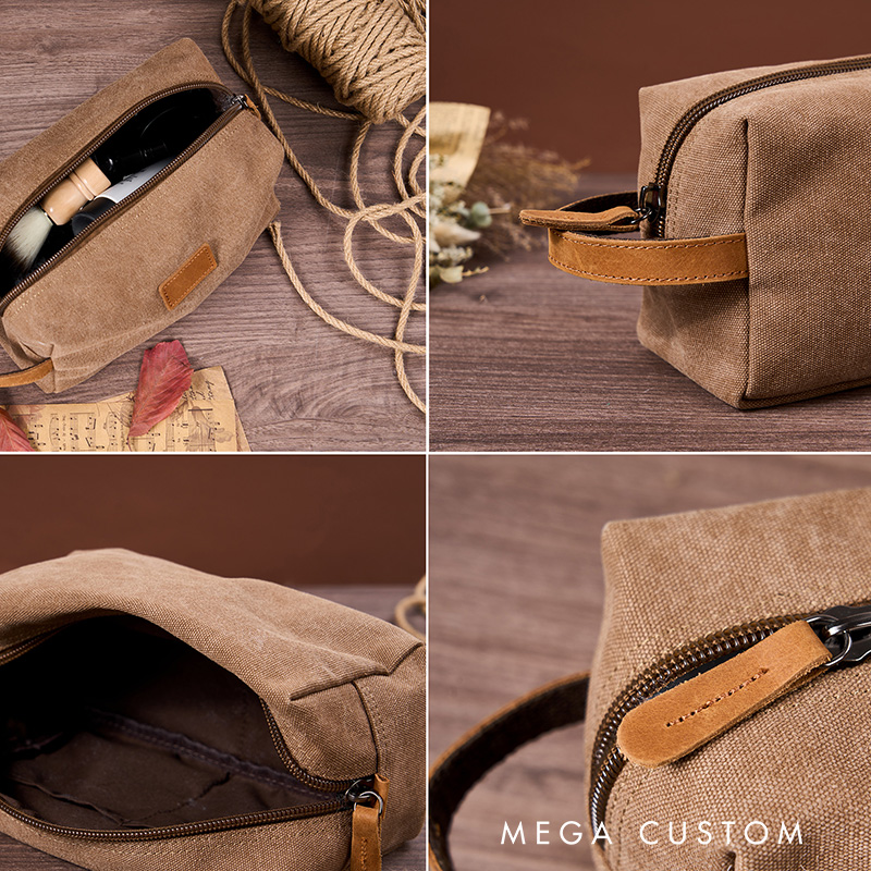 Personalized Large Capacity Men's Travel Portable Canvas Toiletry Bag Gift for Him