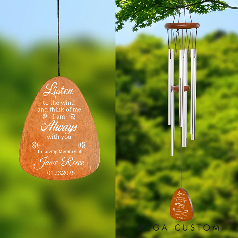 Personalized Memorial Wind Chimes for Loss of Loved One Listen to the Wind Sympathy Wind Chime Outdoors Decorations for Your Garden