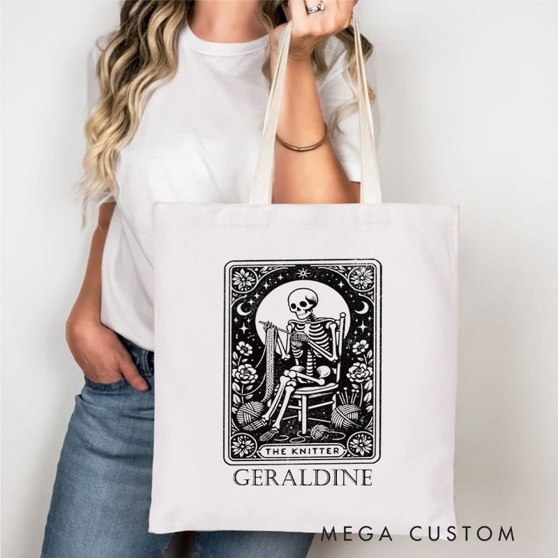Personalized The Knitting Tote Bag The Knitter Tarot Card Canvas Bag Yarn Lover Bag for Knitting Lover Gift