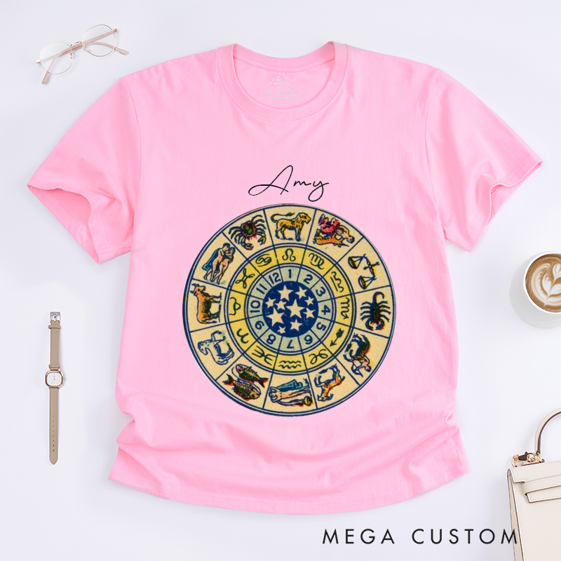Personalized Magic Mirror T-Shirt Custom Name Astrology Horoscope Unisex Gift for Astrology Lover Magic Lover Birthday Present for Friends Family