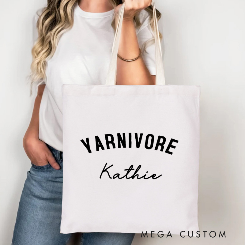 Personalized Yarnivore Tote Bag Crocheting Bag with Name Canvas Bag Yarning Bag for Knitting Lover Gift Crocheting Lover Gift