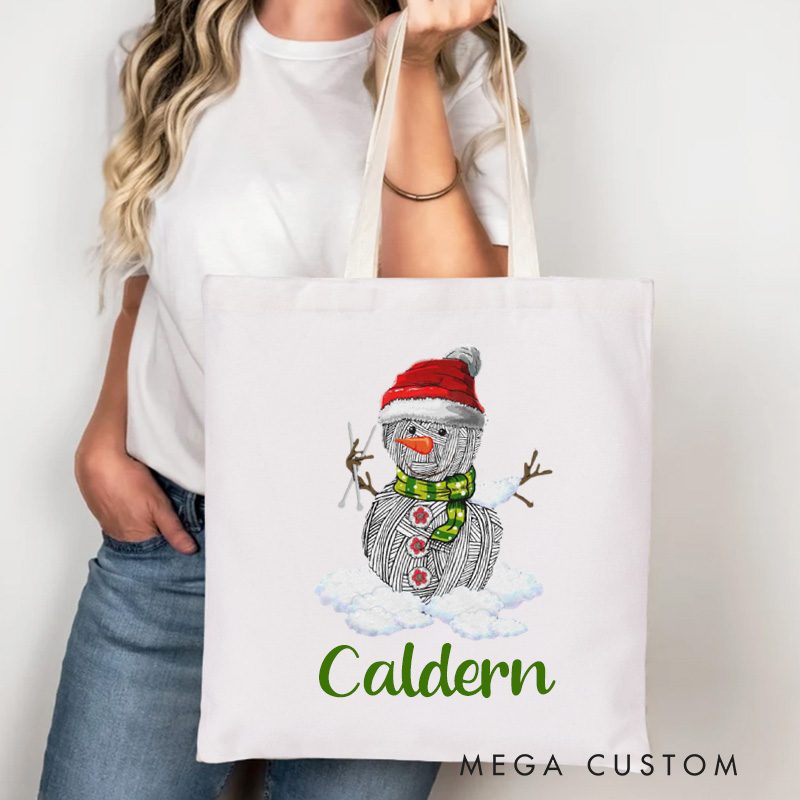 Personalized Merry Knittingmas Tote Bag Christmas Canvas Bag Crocheting Bag Yarning Bag Knitting Lover Gift Crocheting Lover Gift Christmas Gift