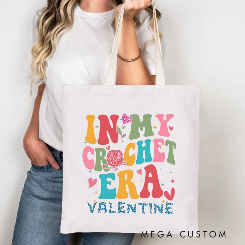 Personalized In My Crochet Era Tote Bag Custom Canvas Bag Yarning Bag Crocheter Bag Yarn Lover Gift Knitting Lovers Gift Crocheting Lovers Gift