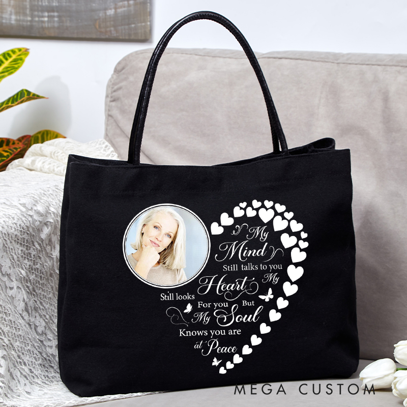 Personalized Memorial Photo Tote Bag Sympathy Gift for Loss of A Loved One in Loving Memory Bag Custom Bereavement Keepsake