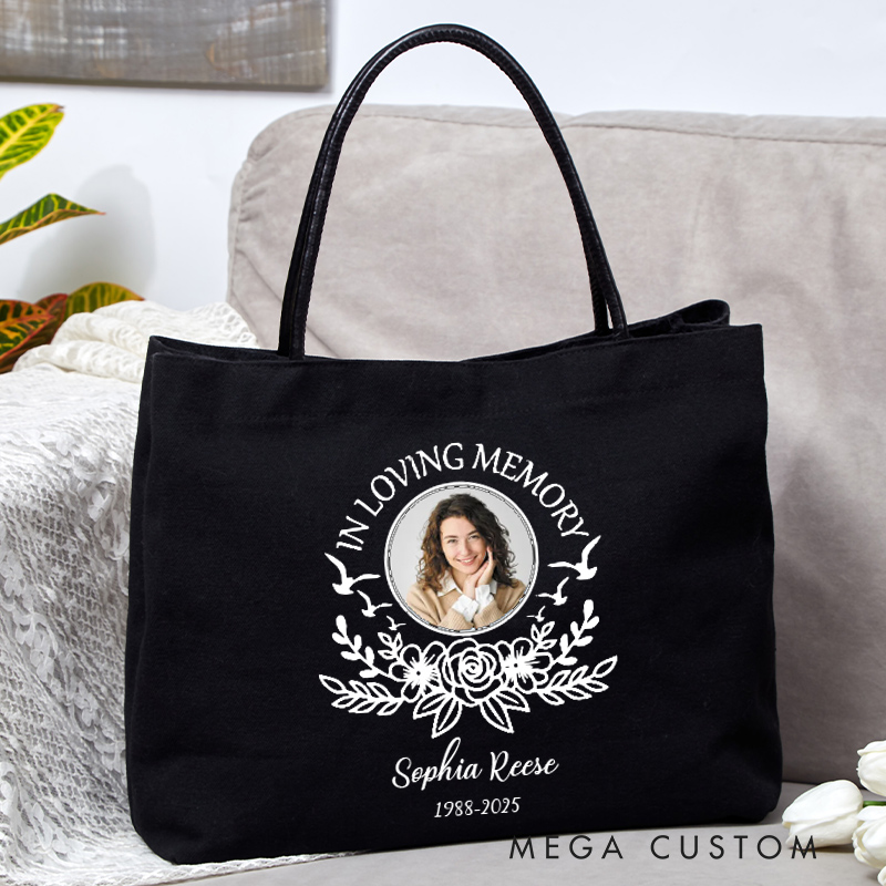 Personalized in Loving Memory Tote Bag Remembrance Bag Custom Photo Keepsake Tote Bag Memorial Tote Bag Gift