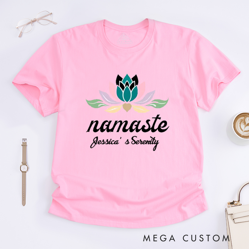 Personalized Lotus Flower Yoga T-Shirt Spiritual Gift for Yoga Lovers Gift for Her Gift for Girlfriend Boho T-shirt Gift Idea