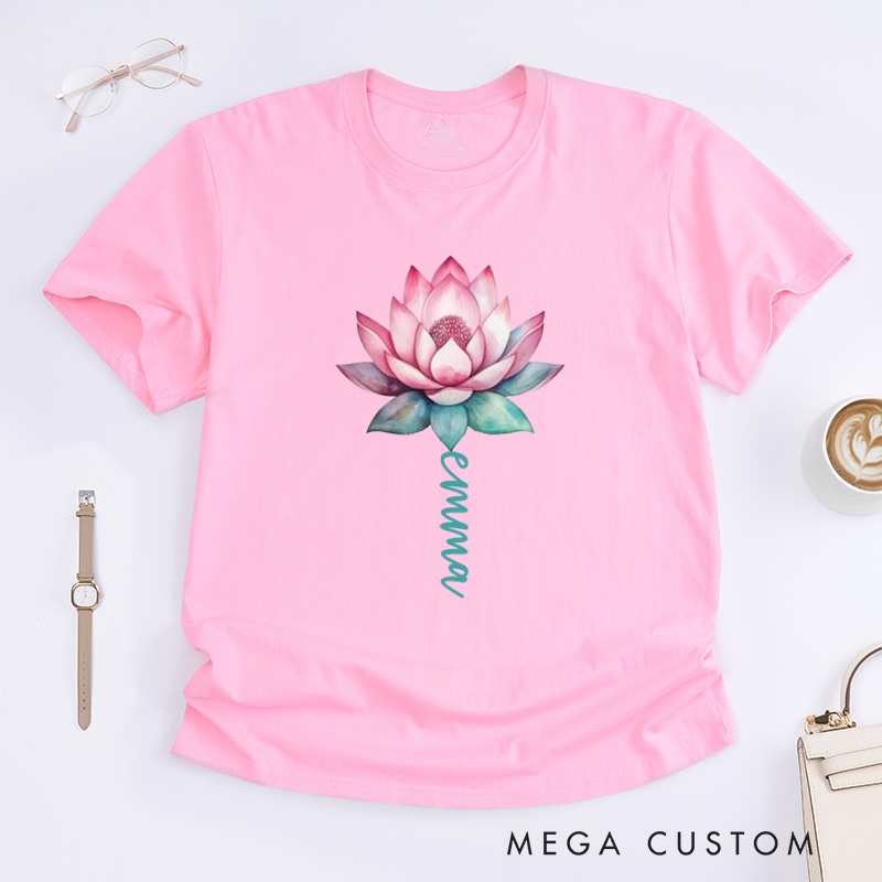 Personalized Watercolor Lotus Flower T-Shirt Namaste T-Shirt Yoga T-Shirt Cute T-Shirt Hippie T-Shirt Meditation T-Shirt