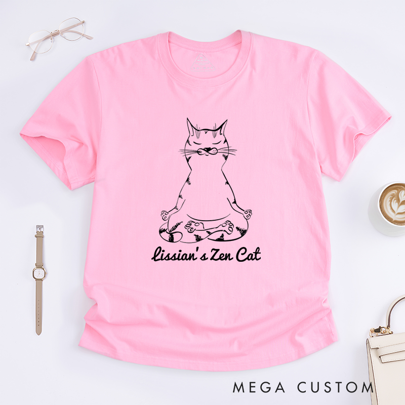 Personalized Cat Yoga Poses T-Shirt Cat Lover Gift for Her Yoga Gift for Women Yogi Gift Meditation Cat Tee