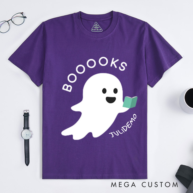 Personalized Ghost Books Reader Classic T-Shirts Reader Gifts Booooks Shirt Halloween Reading Shirts Librarian Gifts Bookworm Gifts Teacher Shirts