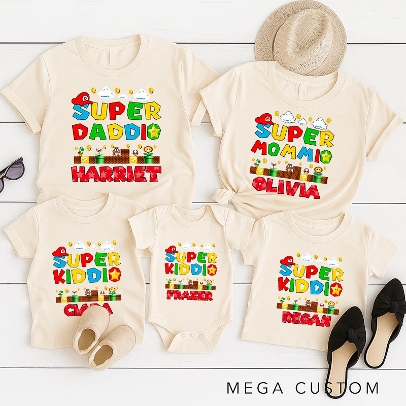 Personalized Daddio Super Kiddo Family Matching T-Shirts Family Shirts