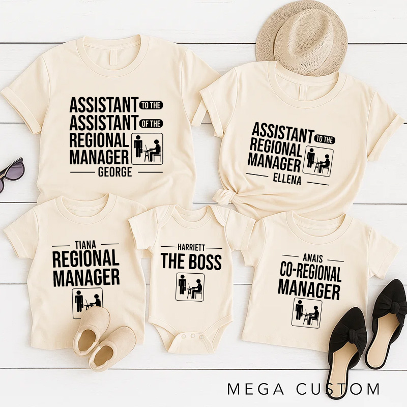 Personalized Regional Manager Funny Family Matching T-Shirts Daily Grind TV Series Family Tshirt Movie TV Show Fan Shirt First Fathers Day Gift