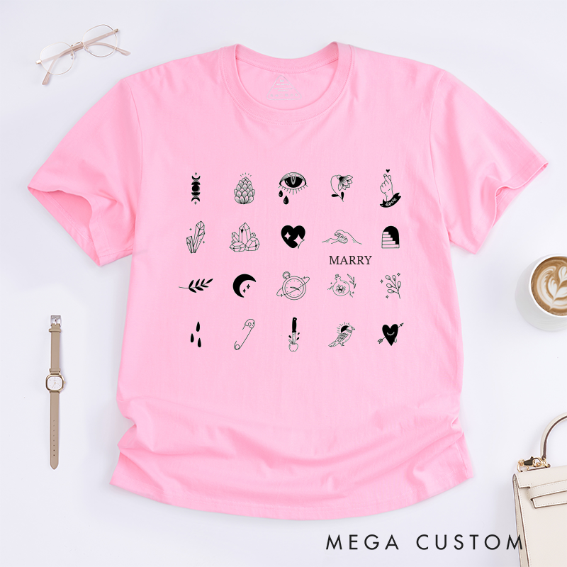 Personalized Abstract Magic Art T-Shirt Custom Name Unique Pattern Casual Gift for Men Women Family Present