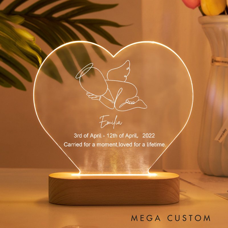 Personalized Baby Memorial Acrylic Lamp Infant Loss Miscarriage Plaque Sympathy Gifts for Mother Father Memorial Keepsake Infant Loss