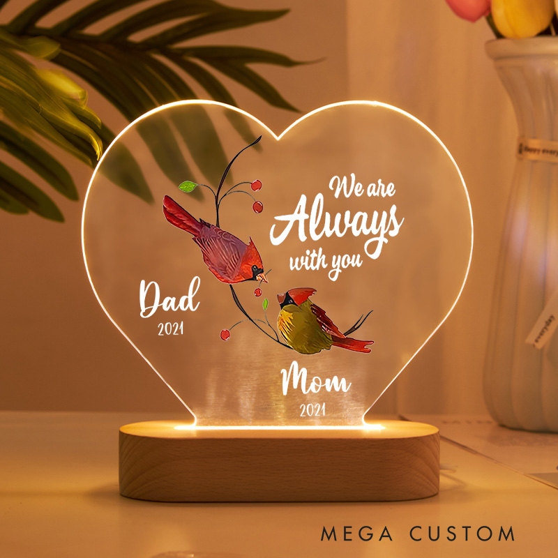 Personalized Memorial Table Sign Red Cardinal Gift Sympathy Memorial Gift Acrylic Memorial Condolence for Loss of Loved One Table Plaque Lamp