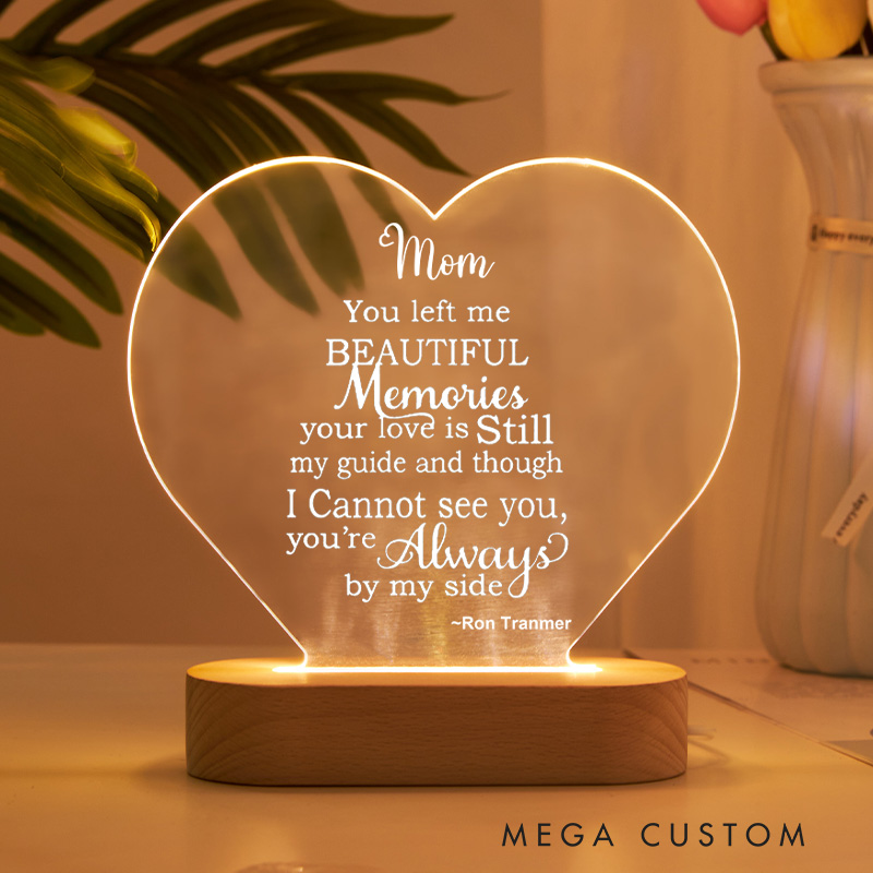 Personalized Table Plaque Lamp Mom Beautiful Memories Sympathy Gift Memorial Keepsake Sympathy Mom Bereavement Gift Loss of Mother Desk Sign