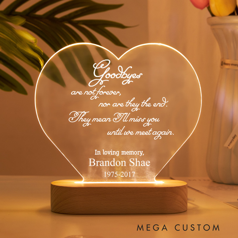 Personalized Table Plaque Lamp Bereavement Gift in Loving Memory Sign Sympathy Gift Loss of Loved One Plaque with Wooden Stand Bereavement