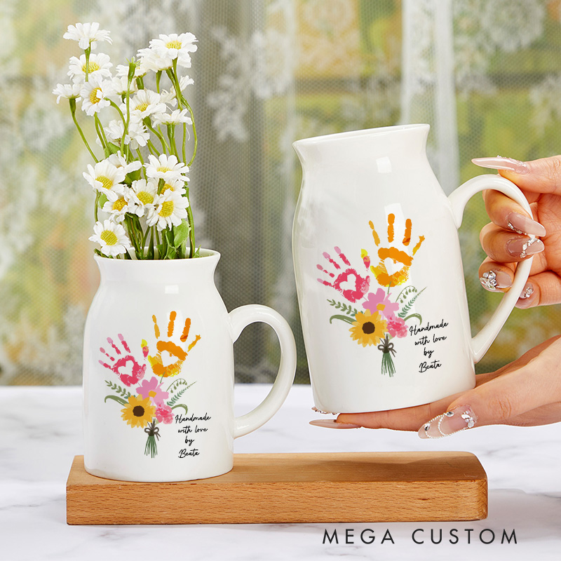 Personalised Floral Ceramic Vase Birthday Gift Grandma's Garden Flower Vase Mama Gifts