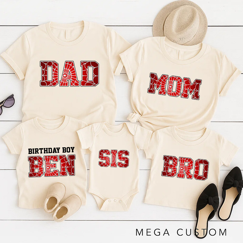 Personalized Spider Birthday Family T-Shirts Superhero Family Matching Tshirts Birthday Party Shirts for Anime Lovers Birthday Gifts