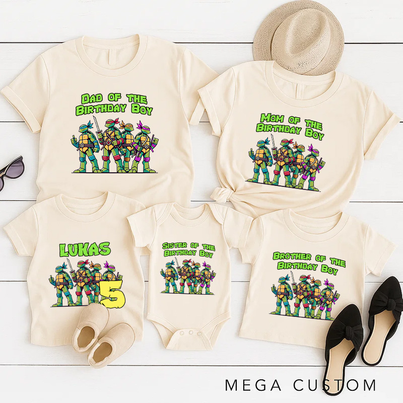 Personalized Turtles Birthday Family T-Shirts Turtles Family Matching Tshirts Birthday Party Shirts for Anime Lovers Birthday Gifts