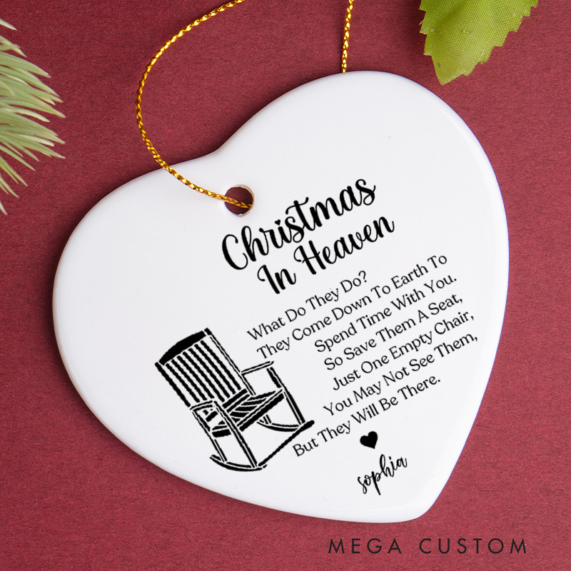Personalized Memorial Ornament Sympathy Gifts Memorial Bereavement Gift Christmas in Heaven Ceramic Ornament for Loss of Loved One
