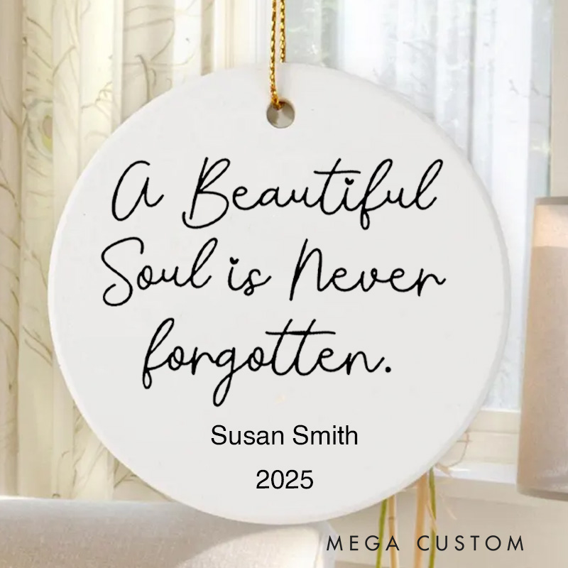 Personalized Memorial Ornament Beautiful Soul Heart Keepsake for Grieving Loss of Loved One Gift Sympathy Bereavement Custom Name Date