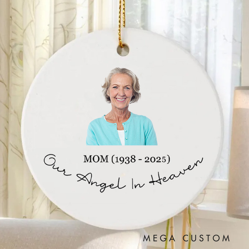 Personalized Photo Ornaments Memorial Ceramic Ornament Sympathy Gifts for Loss of Loved One Christmas in Heaven Tree Decor Remembrance Gift