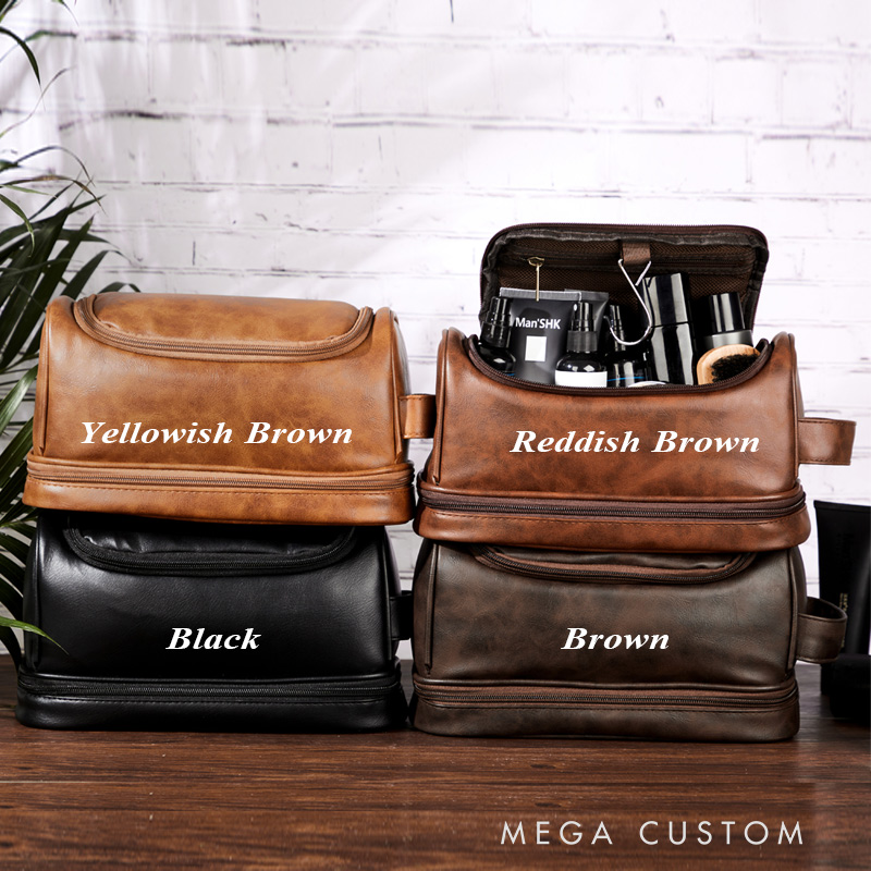 Personalized Adventure Toiletry Bag Leather Toiletry Bag Gift for Traveling Lovers Cool Travel Lover Gift for Him