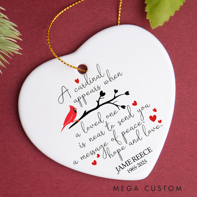 Personalized Memorial Ornament Sympathy Cardinal Christmas Ornament for Loss of Loved One Condolences Gifts in Loving Memory Gift