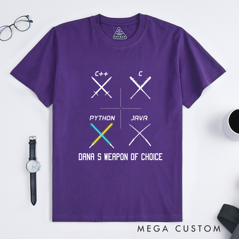Personalized Select Your Weapon T-Shirt Developers and Technology Enthusiasts Shirt Gift Geek Nerd Programmer