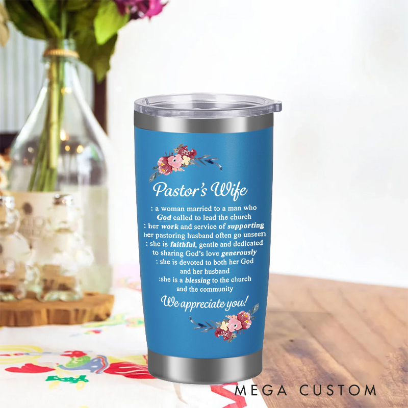 Personalized Pastor's Wife Definition Tumbler Bible Verse 20oz Tumbler with Name Stainless Steel Insulated Travel Mug Christian Gift