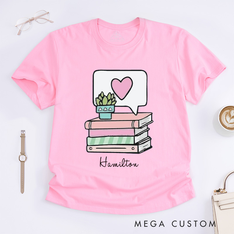 Personalized Book Lover Classic T-Shirts Reading Shirt Bookworm Book Nerd Gift Customized Name Shirt Gift for Books Lover