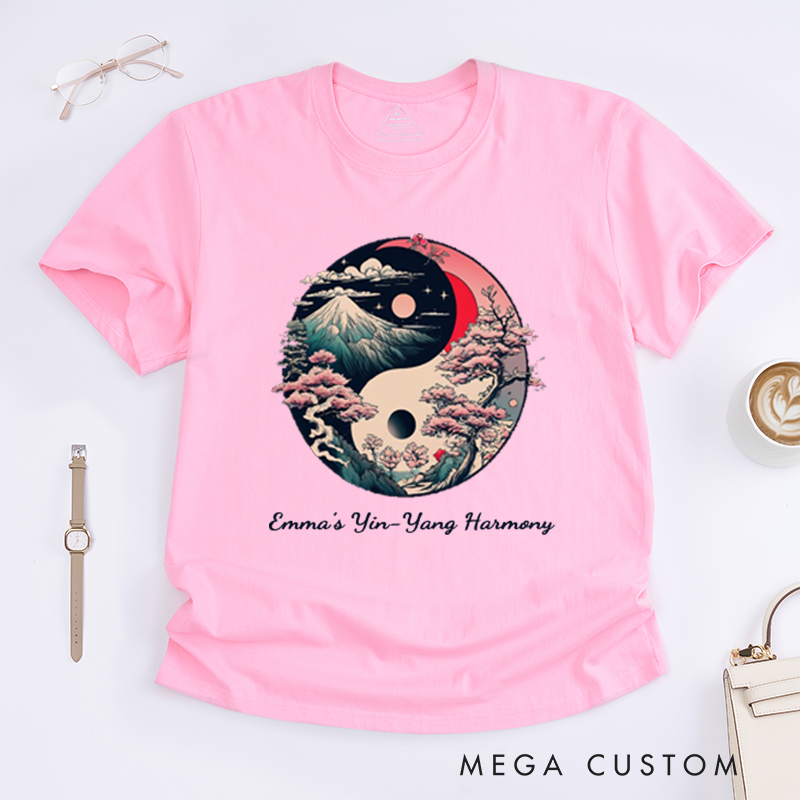 Personalized Yin Yang Meditation Yoga T-Shirt Spiritual Buddhism T-shirt Yoga Tee Self Care and Wellness T-Shirt