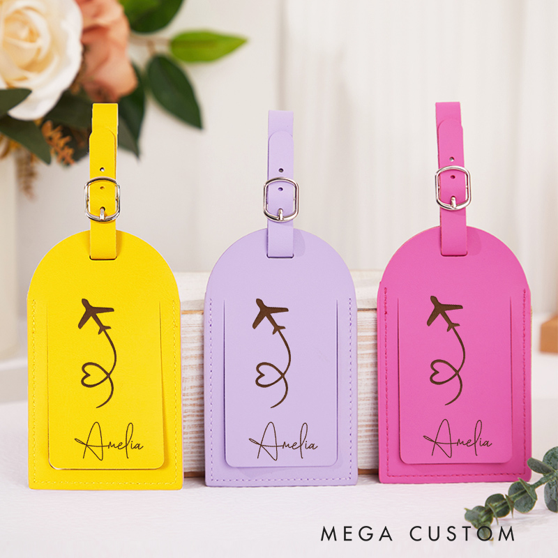 Personalized Leather Luggage Tag Custom Travel Gift Traveling Lovers Leather Accessories