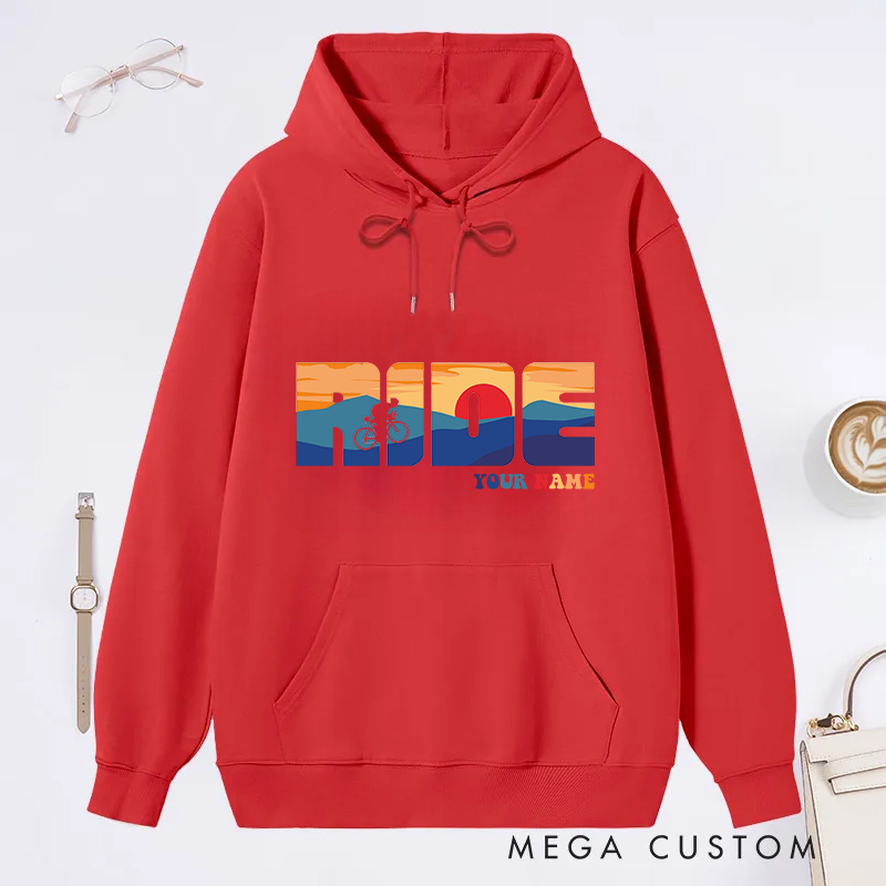 Personalized Ride Classic Hoodies with Cycling and Adventure Design for Outdoor Adventures Riding Cycling Biking Enthusiasts