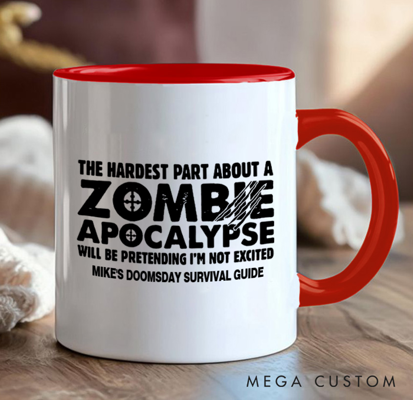 Personalized Zombie Apocalypse Enthusiast Mug Coffee Cup with Names Gift for Geek Nerd