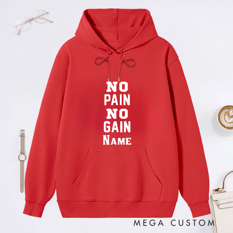Personalized Fitness Classic Hoodies with No Pain No Gain' for Fitness Enthusiasts Bodybuilders and Gym Lovers