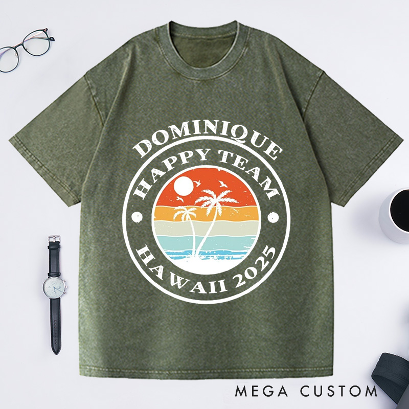 Personalized Summer Travel Washed T-Shirts Vacation Shirts with Name Beech Trip Shirt Gift For Traveler Tee Trip Lover Gift