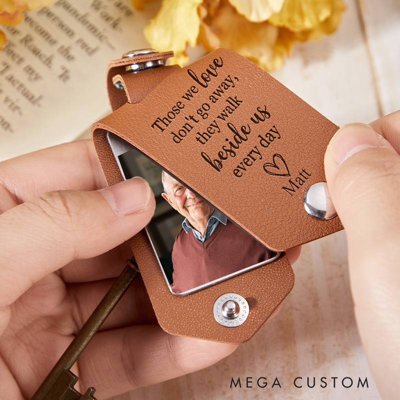 Personalized Memorial Photo Keychain for Loss of  Loved One Walk beside us Bereavement Condolence Remembrance Gifts in Loving Memory Keyring