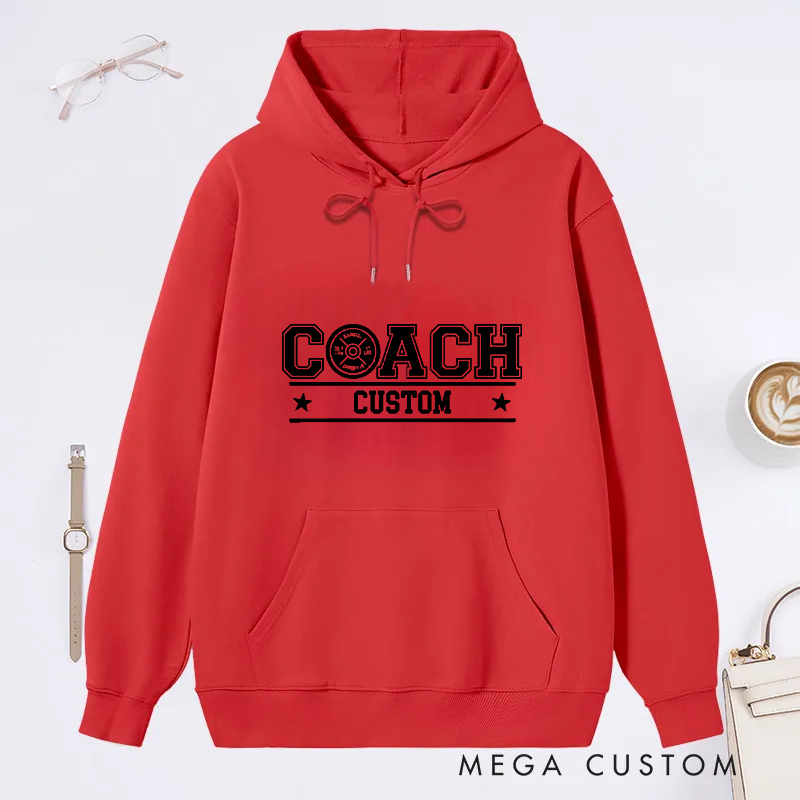 Personalized Coach Classic Hoodies with Design Bold Text and Stars for Fitness Enthusiasts Bodybuilders and Gym Lovers