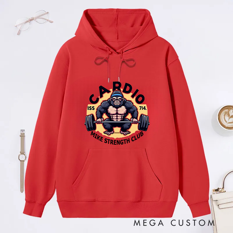 Personalized Gym Classic Hoodies with Cardio Gorilla'Design for Fitness Enthusiasts Bodybuilders and Gym Lovers