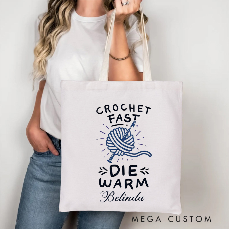 Personalized Crochet Fast Die Warm Tote Bag Gift for a Knitting Lover Gift