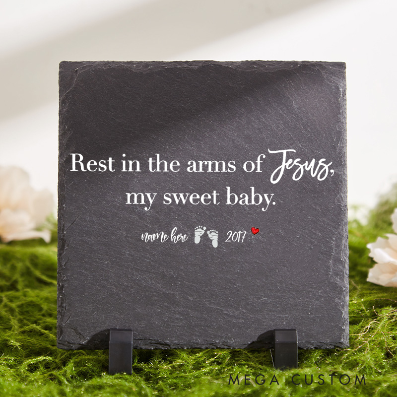 Personalized Baby Loss Memorial Stone Rest in the Arms of Jesus Infant Loss Garden Stone Baby Miscarriage Gift Sympathy Gifts