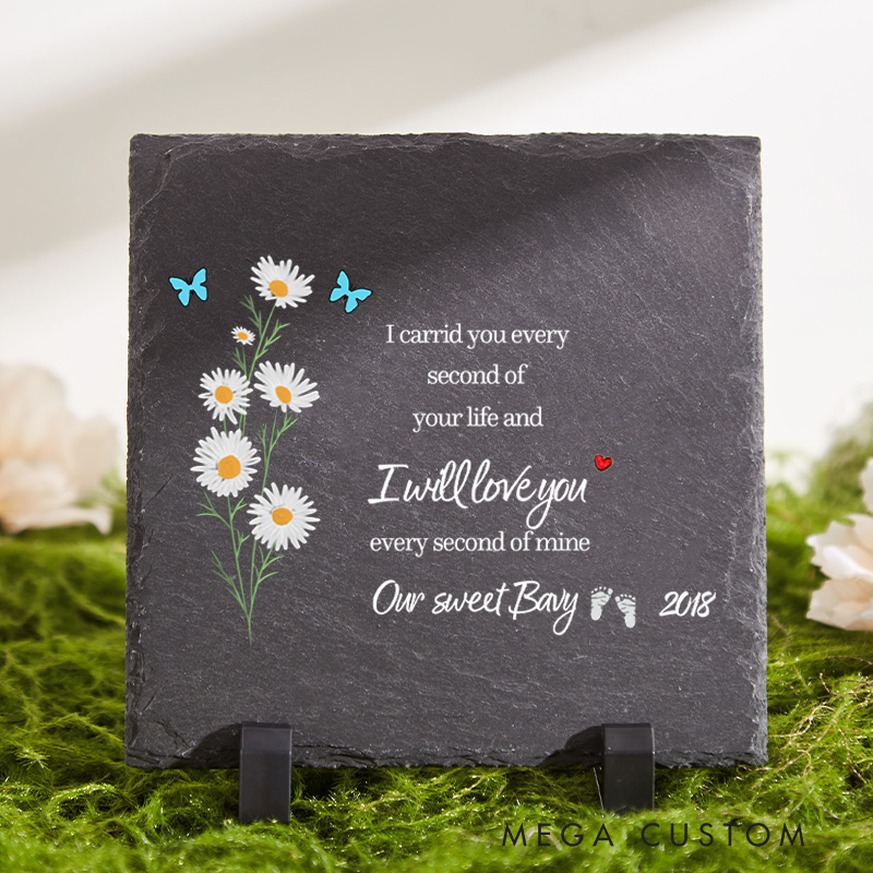 Personalized Angel Baby Memorial Stone Slate Sympathy Stepping Stone Garden Stone Gifts for Loss of Baby Remembrance Stone for Infant Loss 