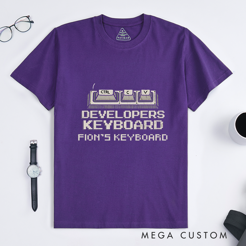 Personalized Developer's Keyboard T-Shirt Ctrl+C Ctrl+V Shirt Programmers Technology Enthusiasts Shirt Gift for Geek Nerd