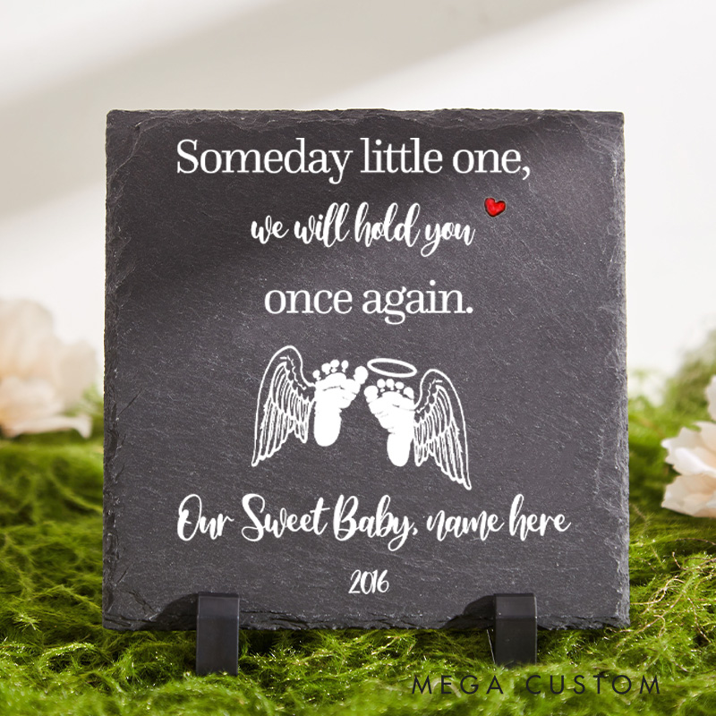 Personalized Miscarriage Memorial Garden Stone Baby Miscarriage Gift We will Hold You Footprint and Wings Flat Garden Stone Infant Loss Stillborn Gift