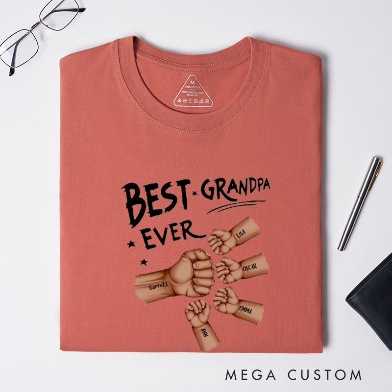 Personalized Best Dad Grandpa Ever Fist Bump Classic T-Shirt Gifts for Grandpa and Dad