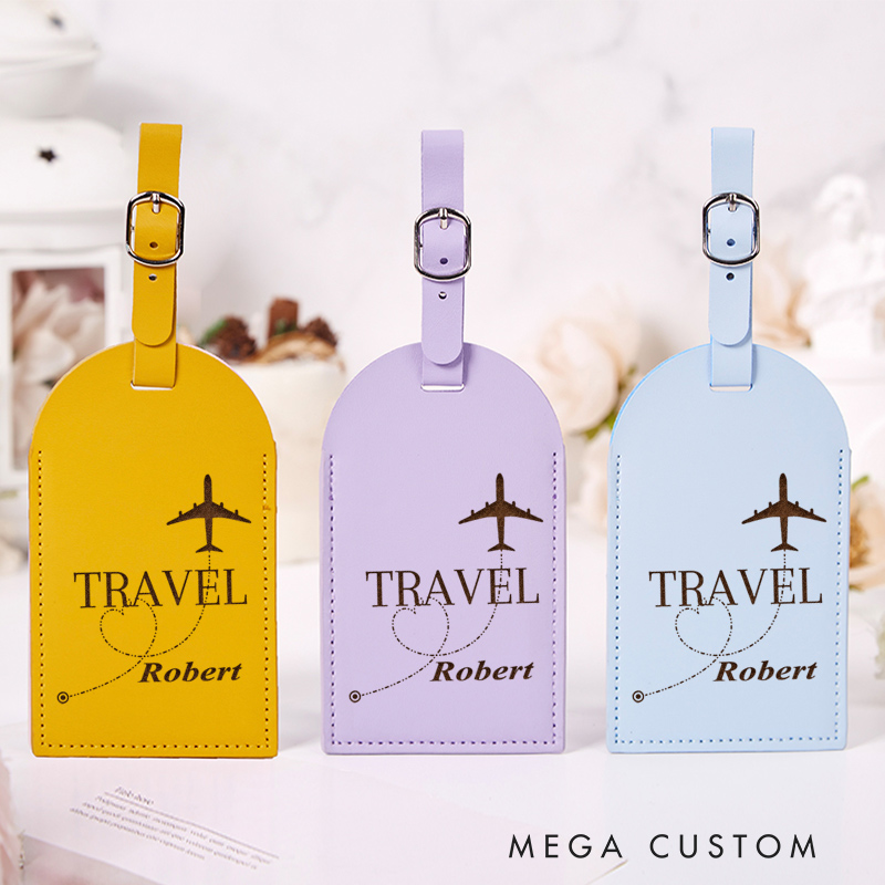 Personalized Travel Leather Luggage Tags for Traveling Lovers Travel Gift for Vacation
